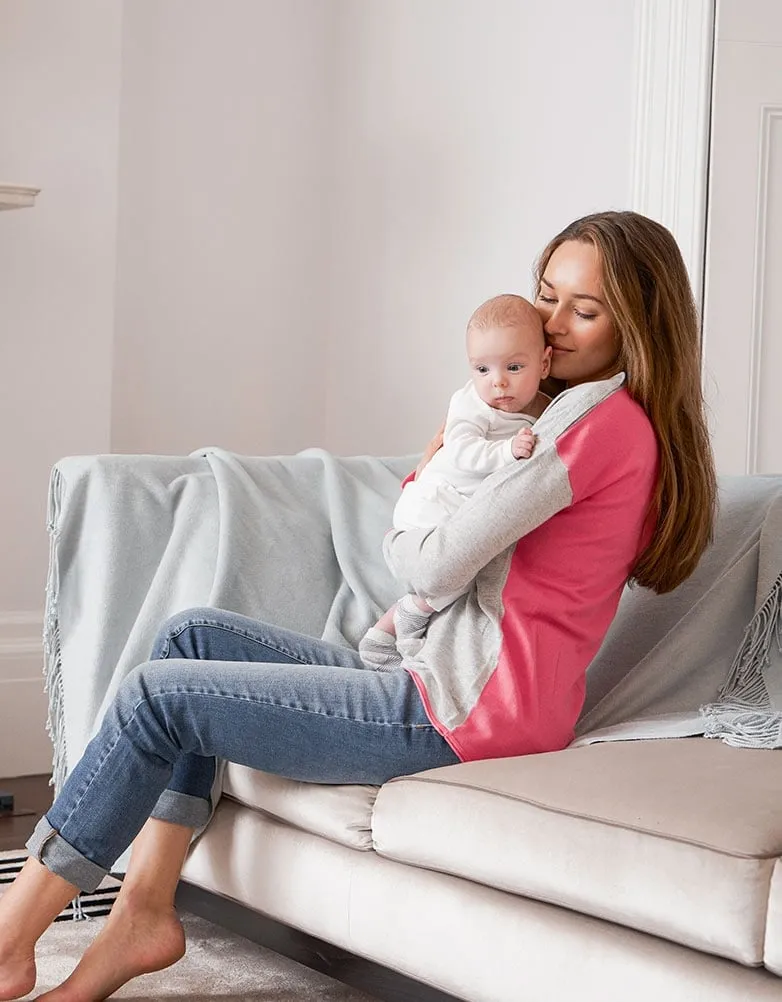 Grey & Pink Maternity & Nursing Sweater