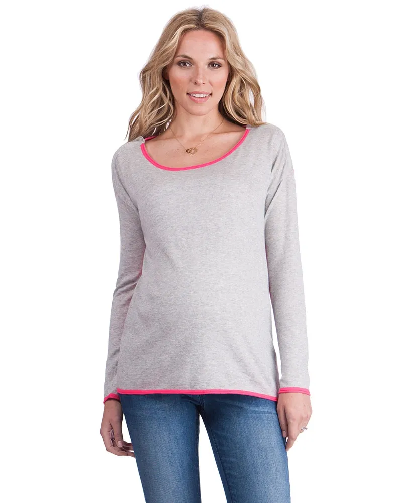 Grey & Pink Maternity & Nursing Sweater