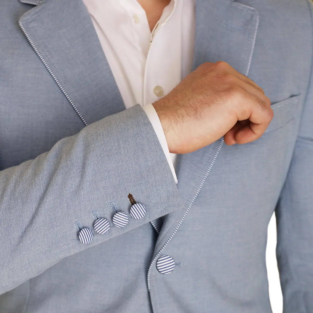 HOLLAND ESQUIRE LIGHT BLUE PIPE TRIM SMART JACKET | Menswear Online