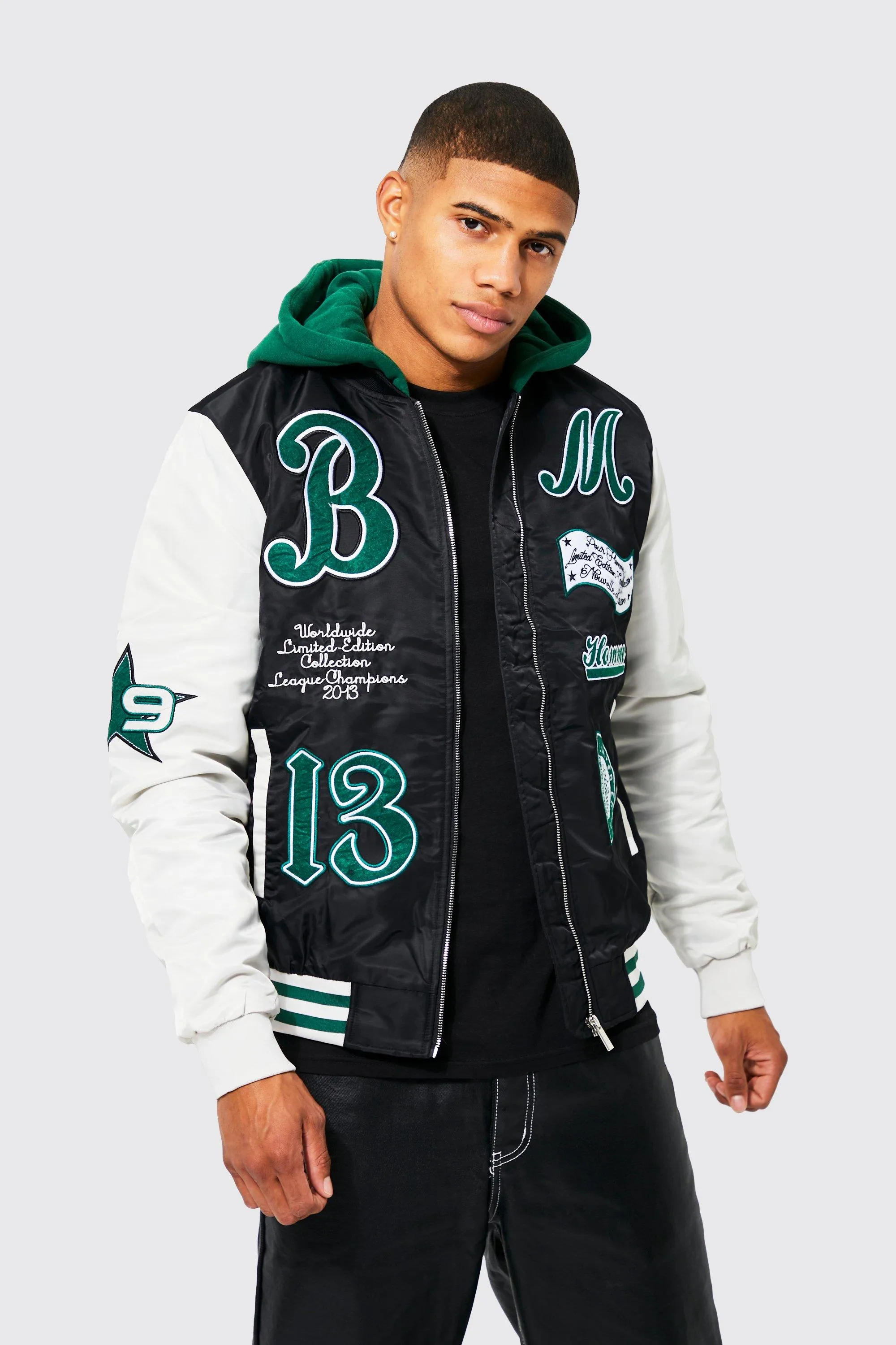 Hooded Colourblock Limited Varsity Jacket