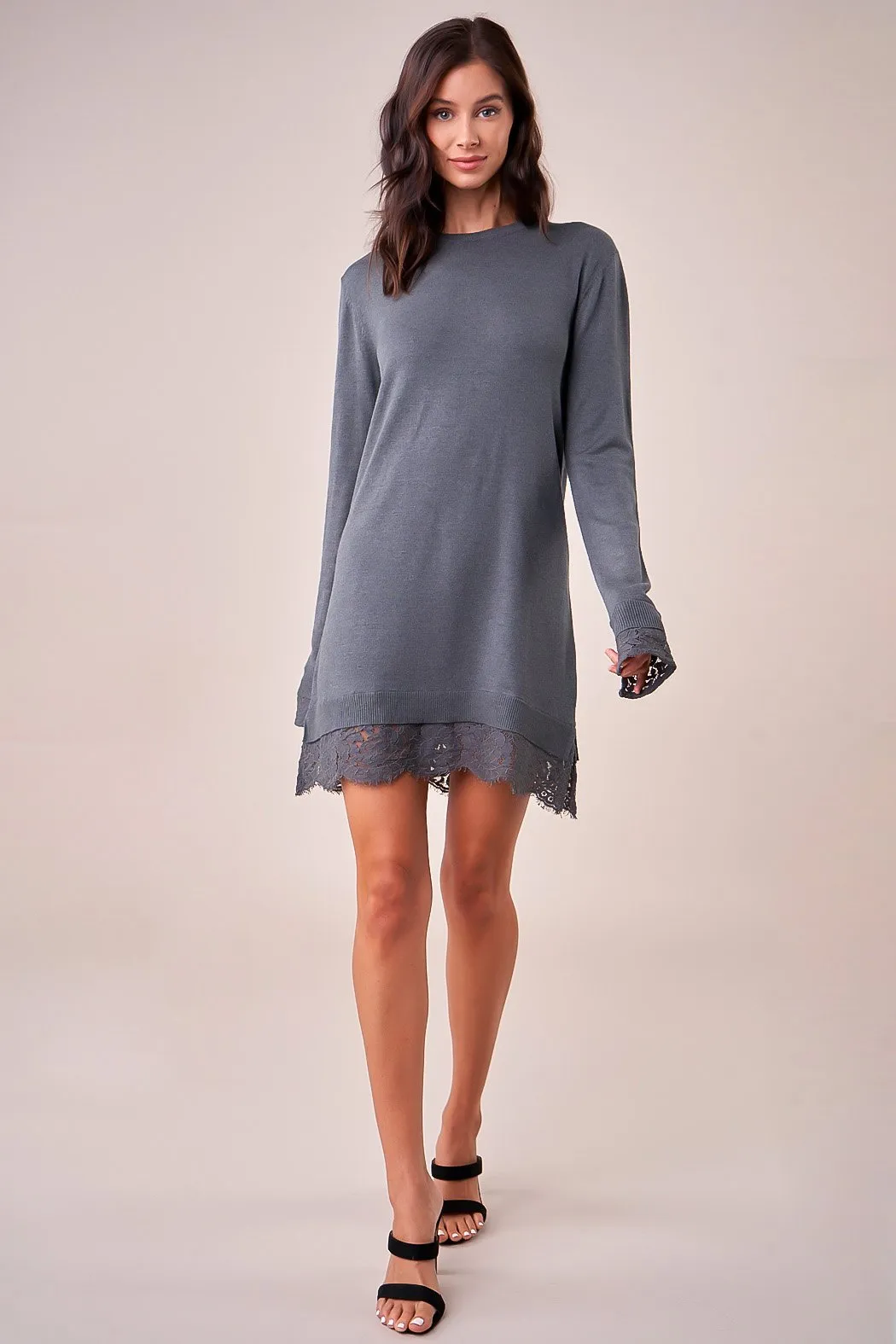 Imani Lace Insert Sweater Dress