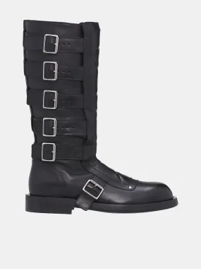 Jace Belted Biker Boots (B0012119-LT141-BLACK)