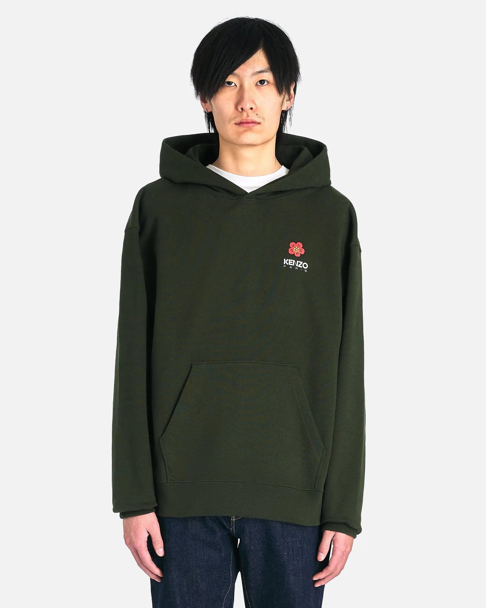 Kenzo Boke Flower Oversized Hoodie in Dark Khaki