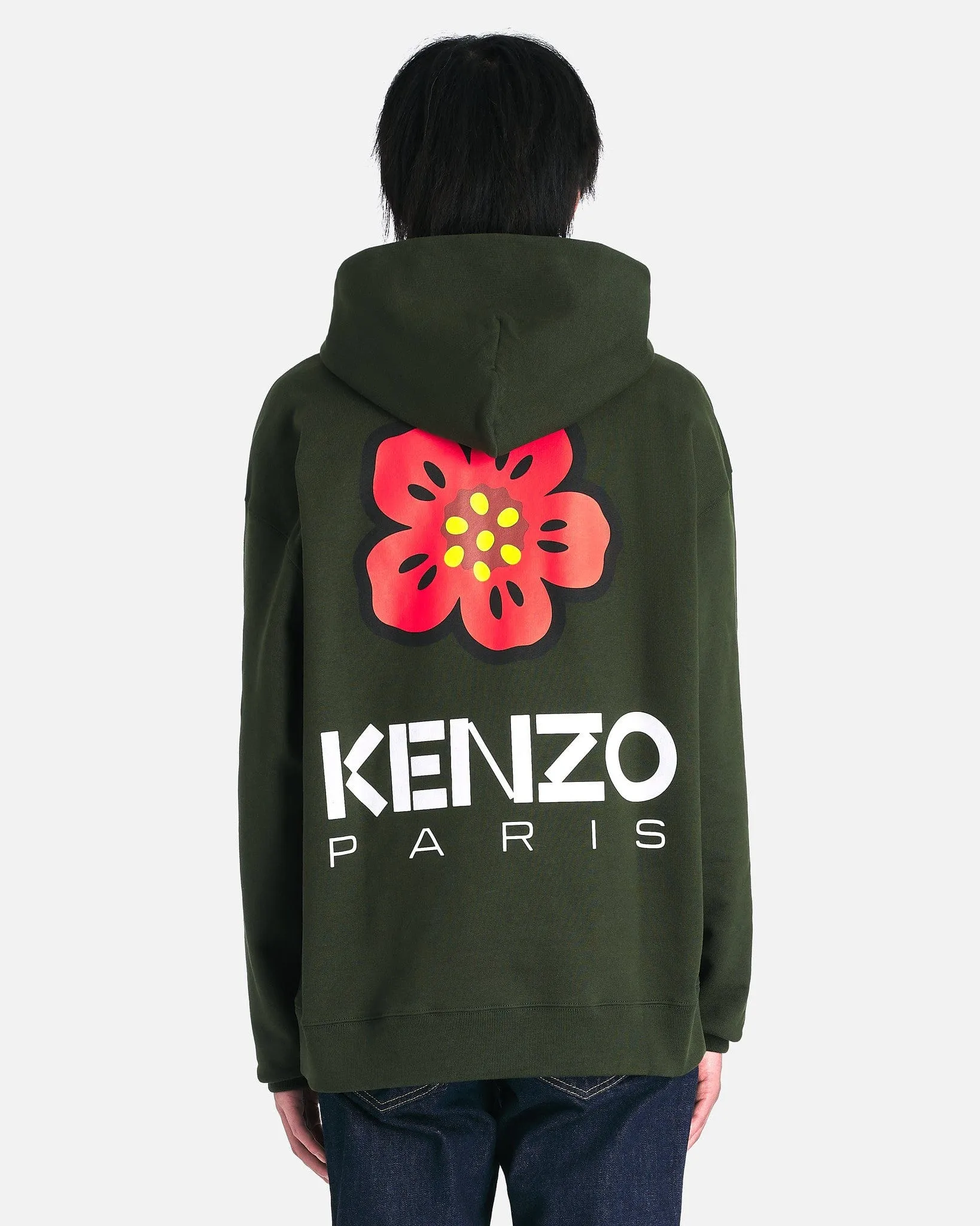 Kenzo Boke Flower Oversized Hoodie in Dark Khaki