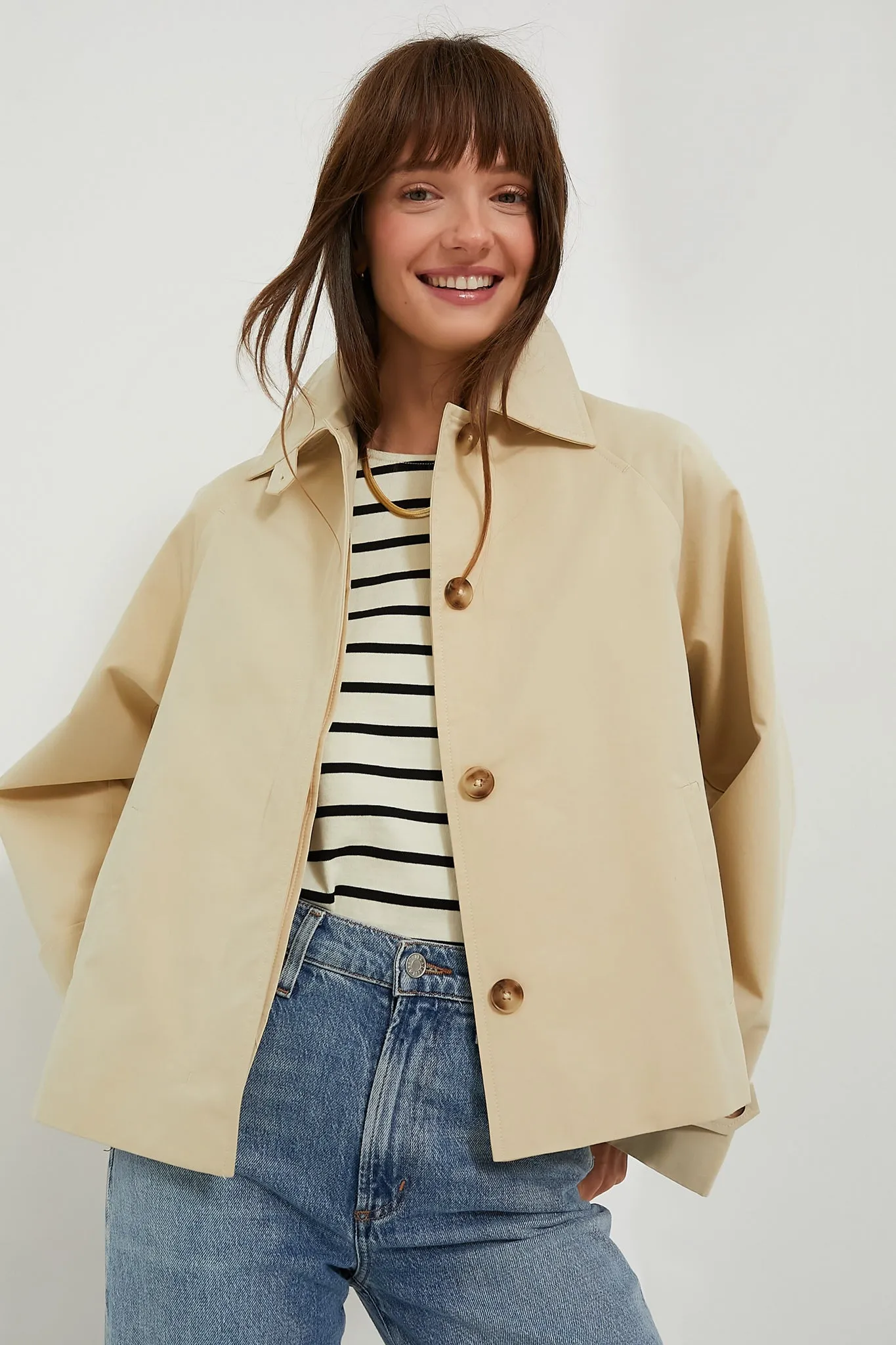 Khaki Drew Short Trench Coat