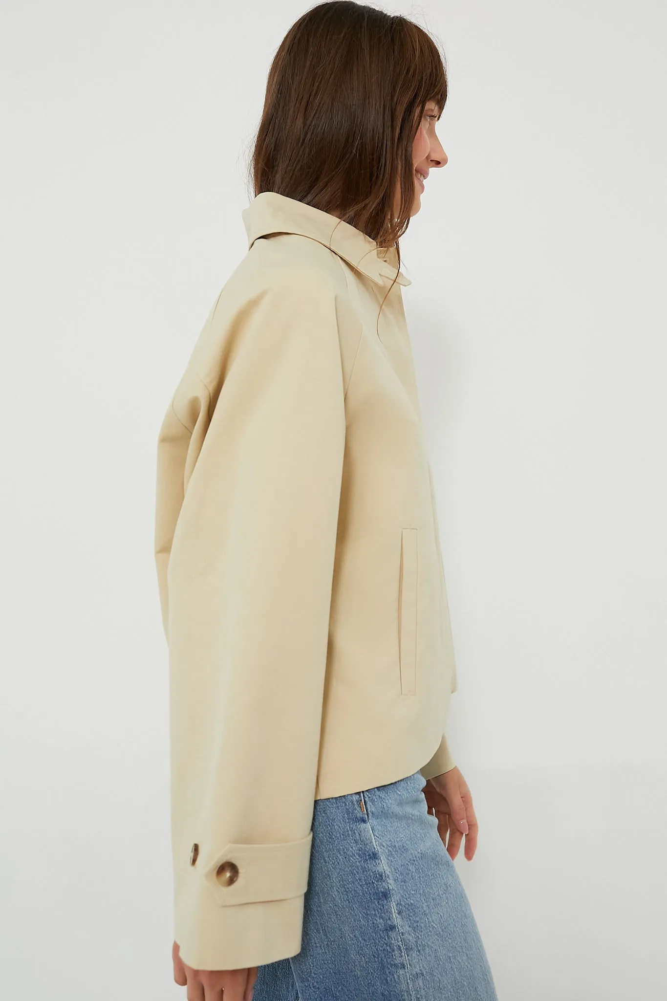 Khaki Drew Short Trench Coat