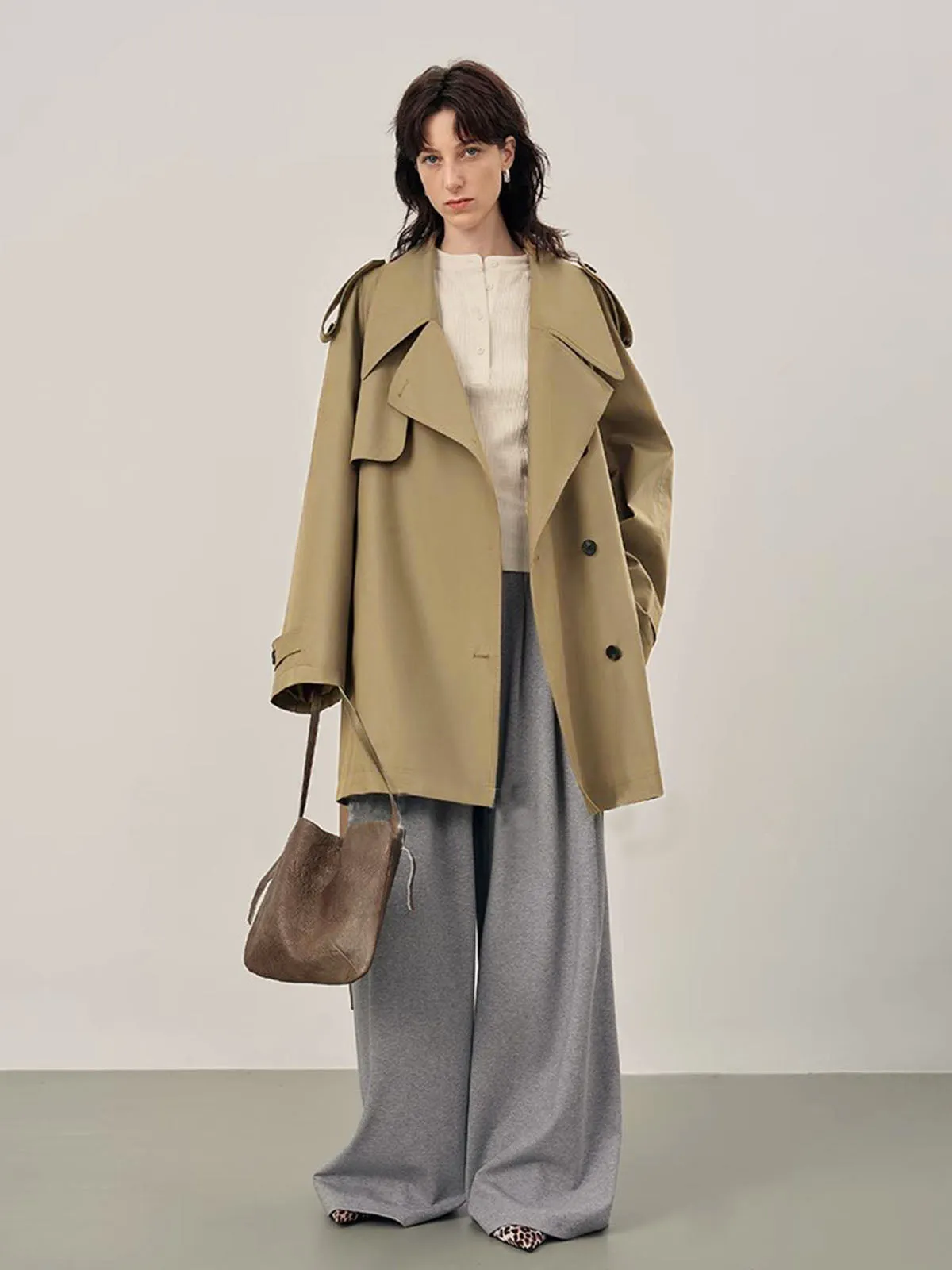 Lapel Loose Belted Trench Coat