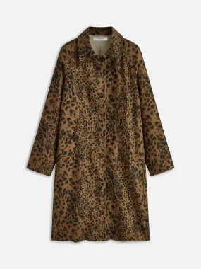 Leopard Printed Lapel Trench Coat