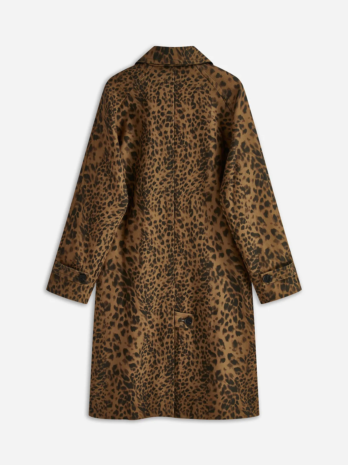 Leopard Printed Lapel Trench Coat