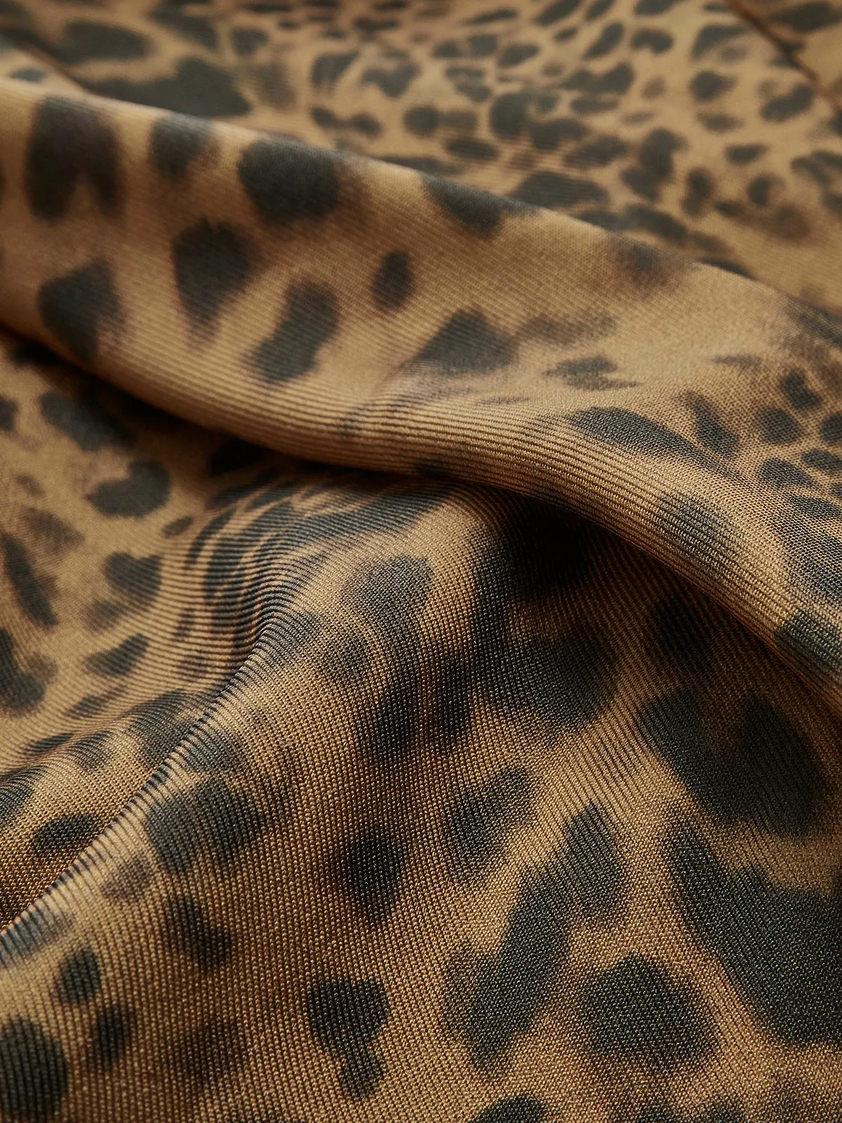 Leopard Printed Lapel Trench Coat