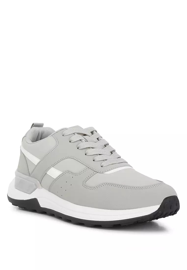 London Rag Grey Suede Paneling Detail Sneakers