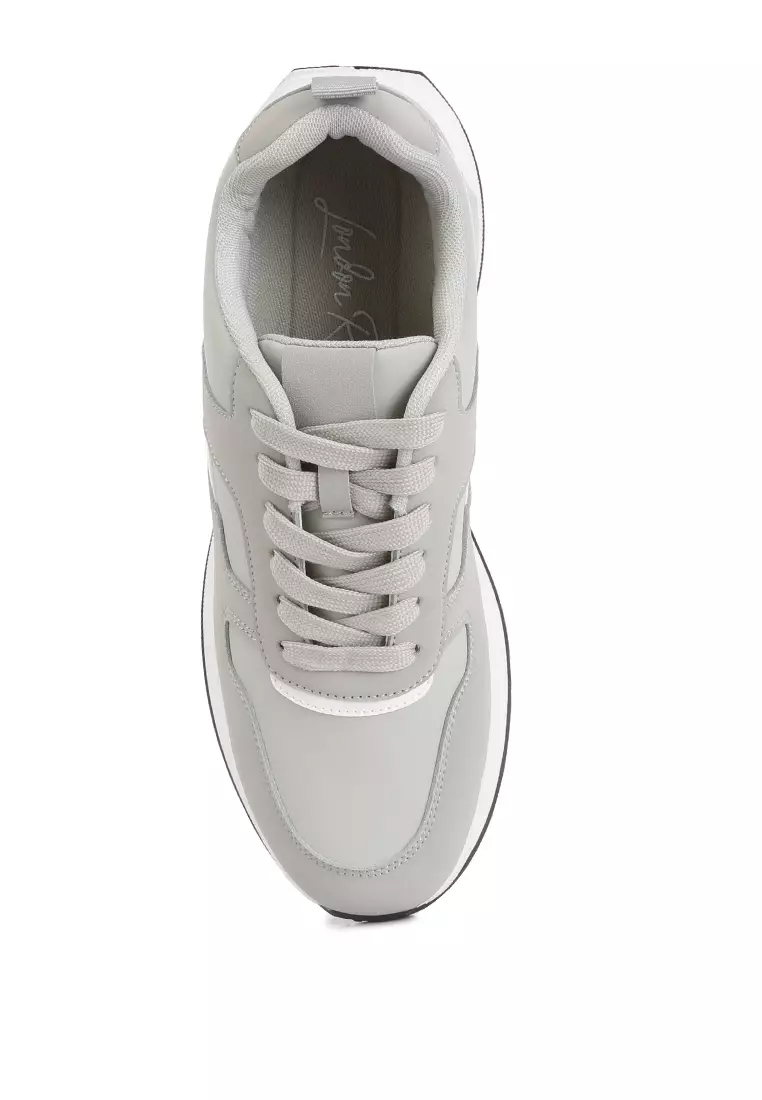 London Rag Grey Suede Paneling Detail Sneakers