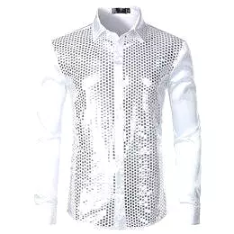 Luxury Sequins Silk Shirt For Men