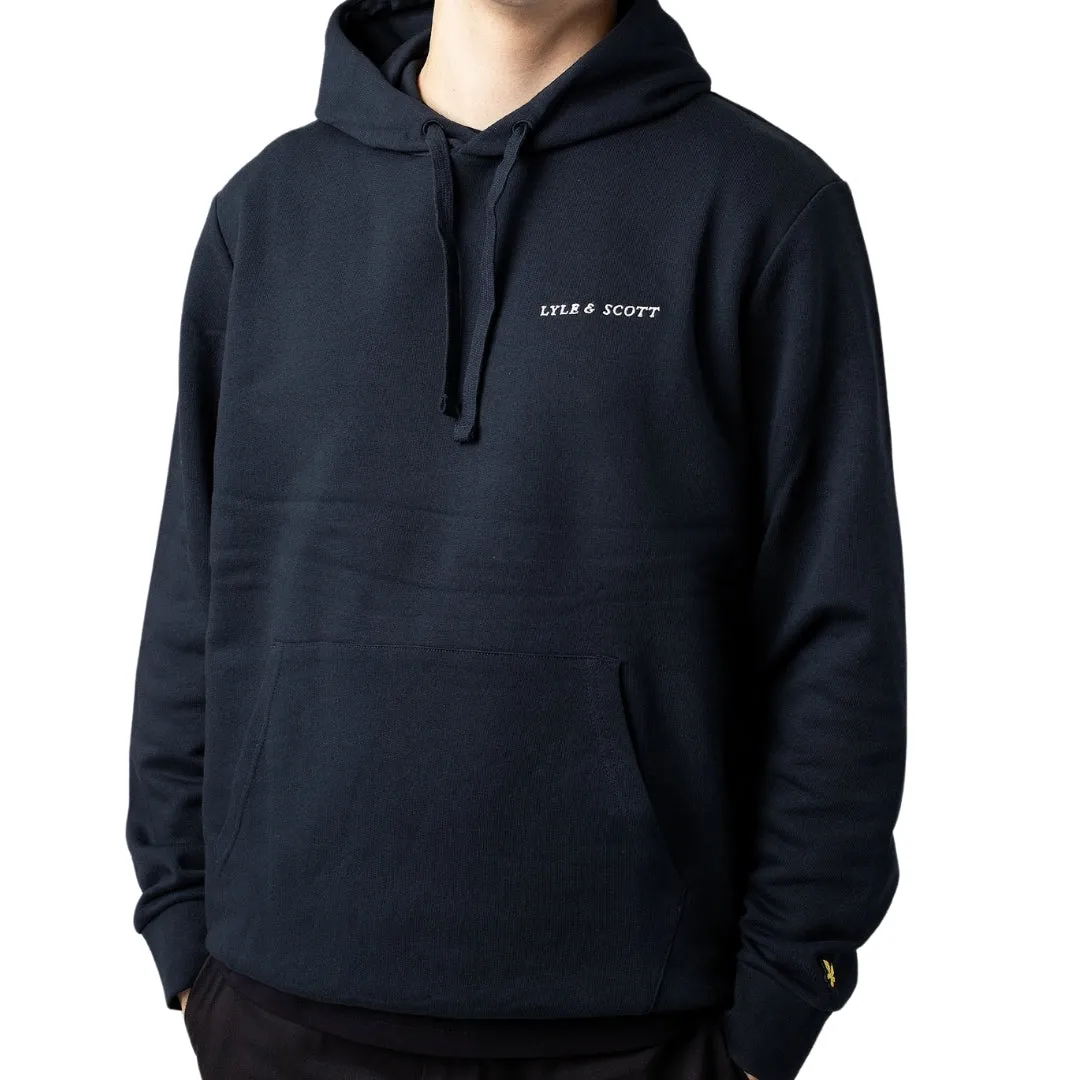 Lyle Scott Loopback Embroidered Logo Navy Blue Pull Over Hoodie