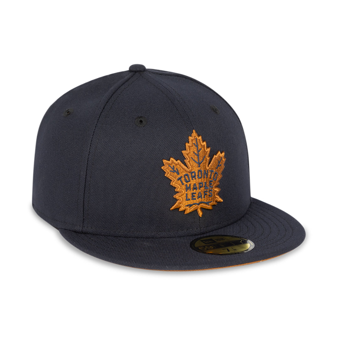 Maple Leafs New Era Men's 59FIFTY Prim Logo Fitted Hat - NAVY/BROWN