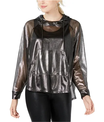 Material Girl Womens Sheer Hoodie Sweatshirt