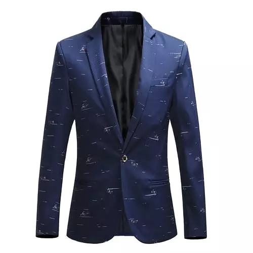 Men Blazer - Casual Blazer With White Prints