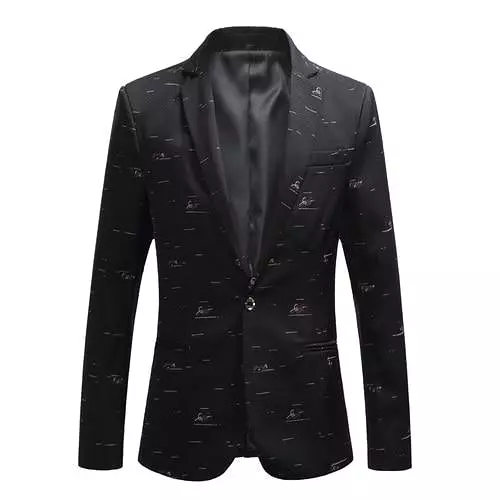 Men Blazer - Casual Blazer With White Prints