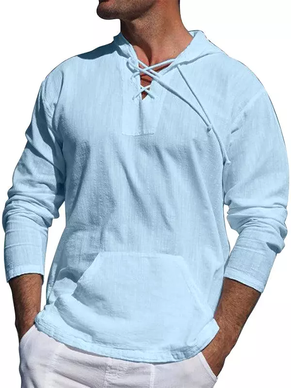 Men Cross Straps Hooded Top