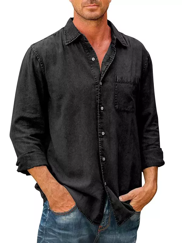 Men Long Sleeve Denim Shirt