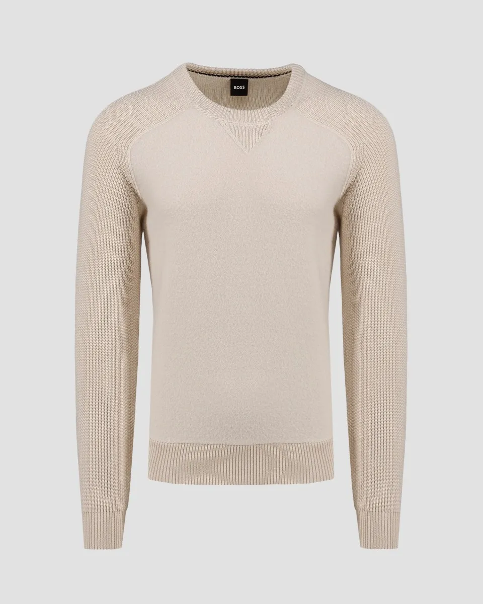 Men’s beige woolen sweater Hugo Boss H-Ematero 50526864-131