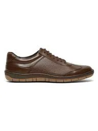 Men's Brown Texture Leather Comfort Insole Sneakers