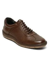 Men's Brown Texture Leather Comfort Insole Sneakers