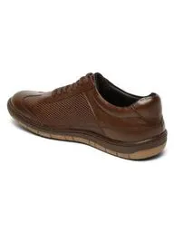 Men's Brown Texture Leather Comfort Insole Sneakers