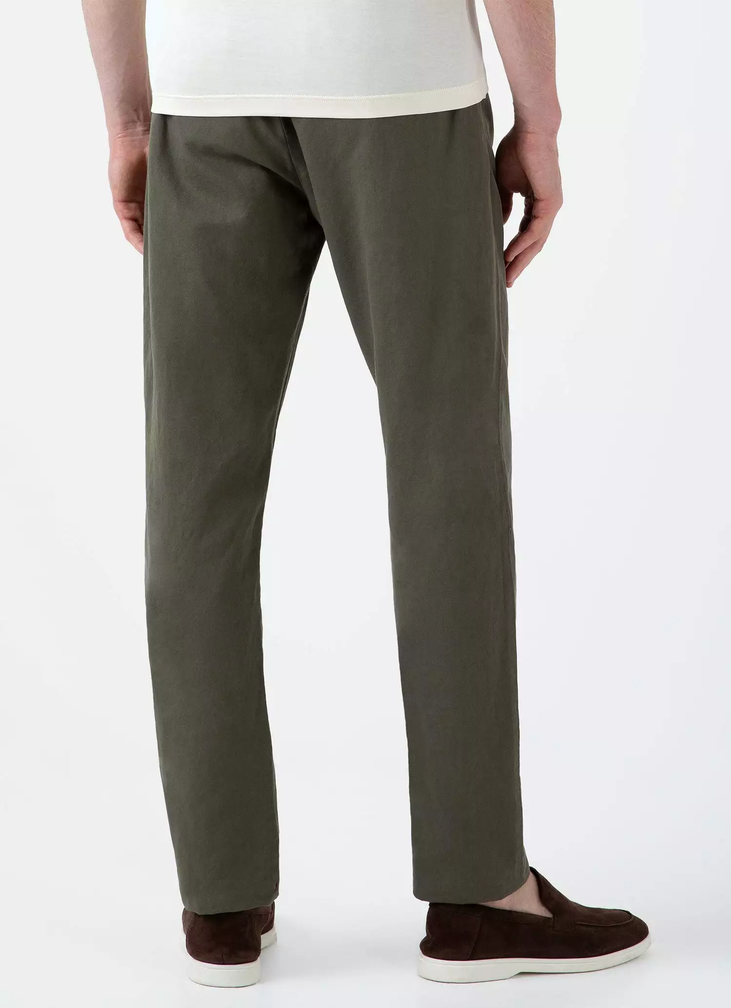 Men's Cotton Linen Drawstring Trouser in Khaki