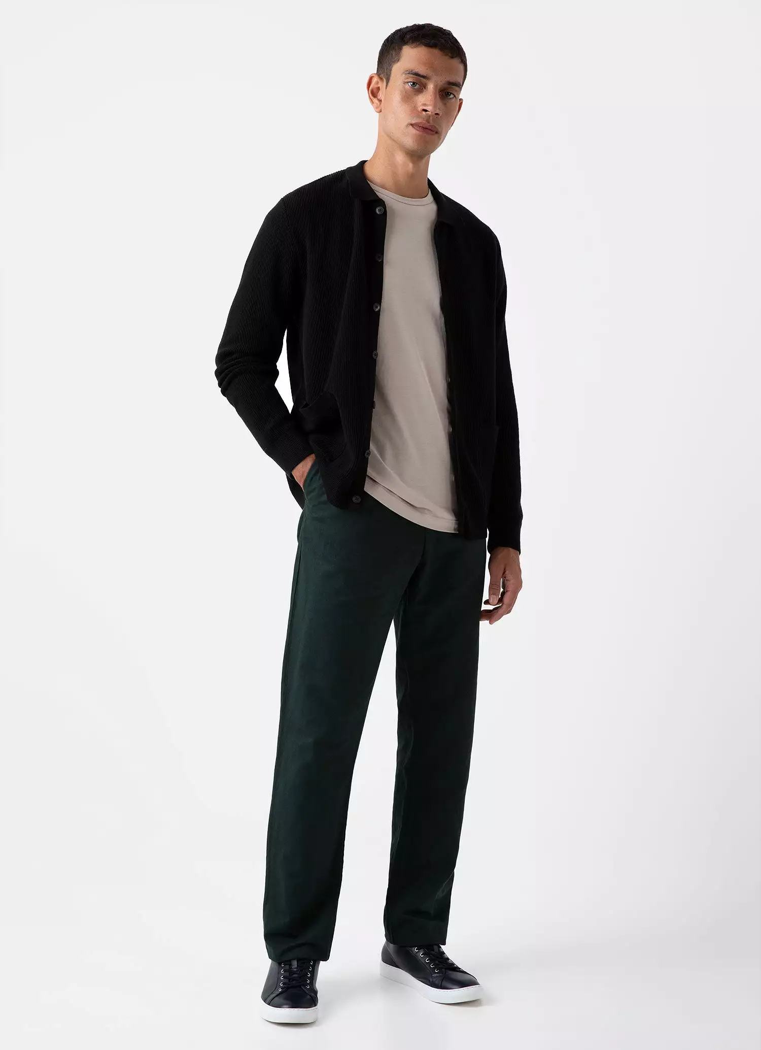 Men's Cotton Linen Drawstring  Trouser in Seaweed