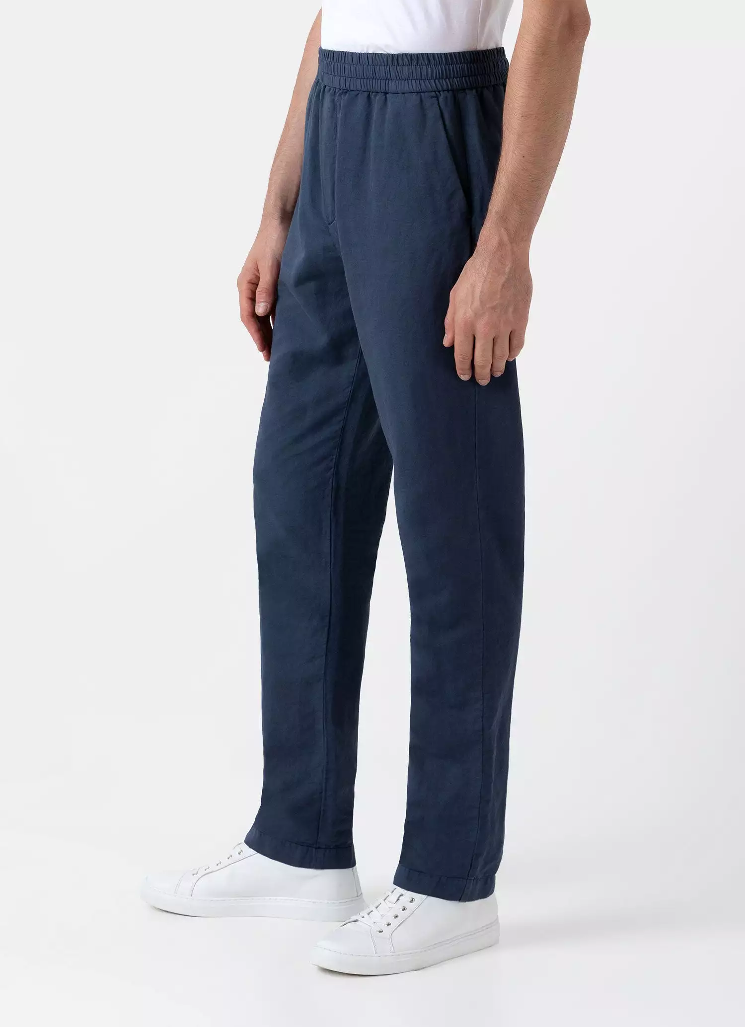 Men's Cotton Linen Drawstring  Trouser in Shale Blue