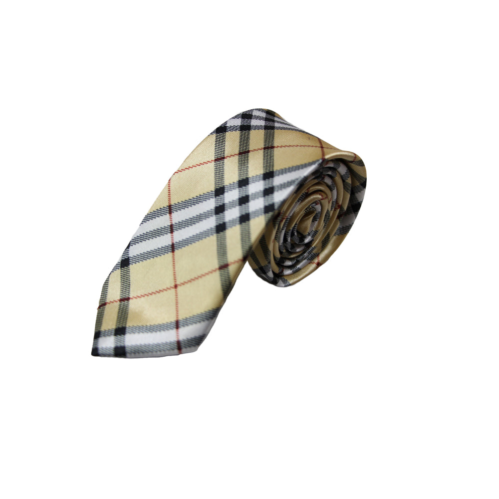 Mens Gold & Black Striped 5cm Skinny Neck Tie