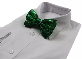 Mens Green Sequin Patterned Bow Tie