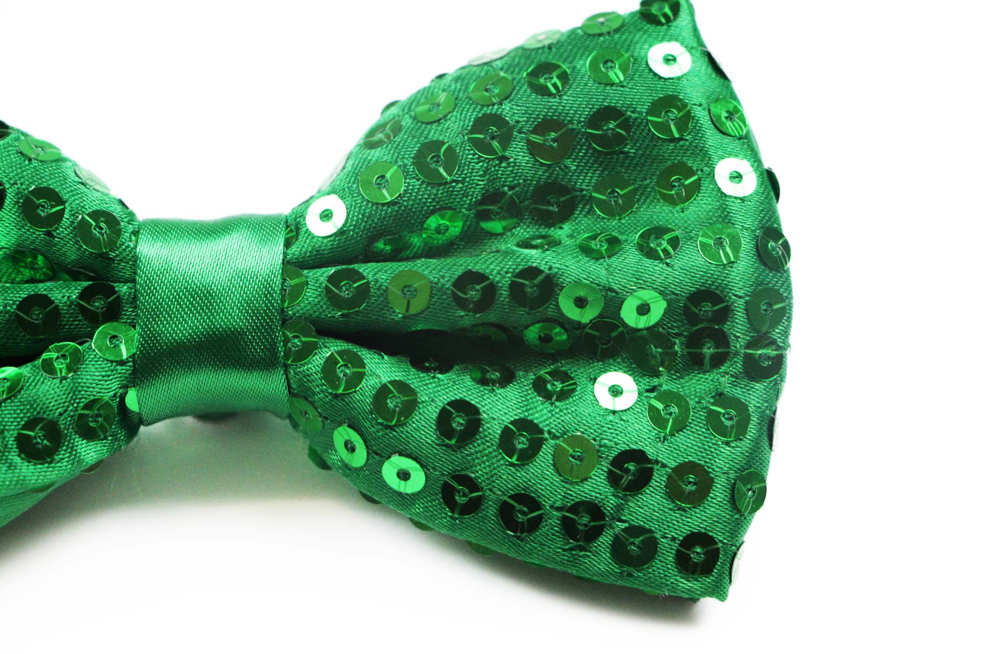 Mens Green Sequin Patterned Bow Tie