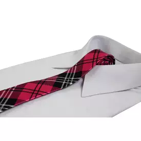 Mens Hot Pink Plaid Striped 5cm Skinny Neck Tie