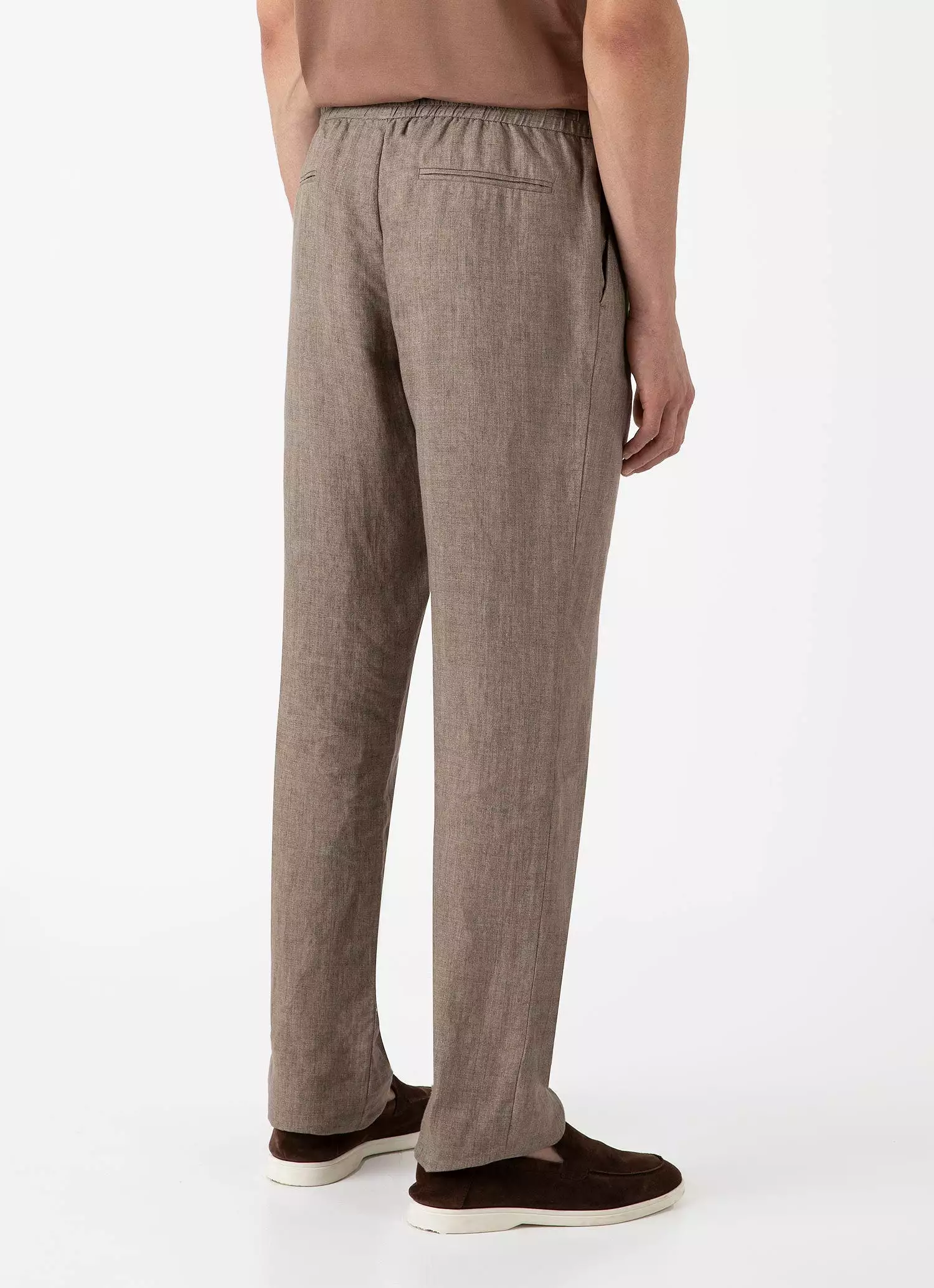 Men's Linen Drawstring Trouser in Dark Sand