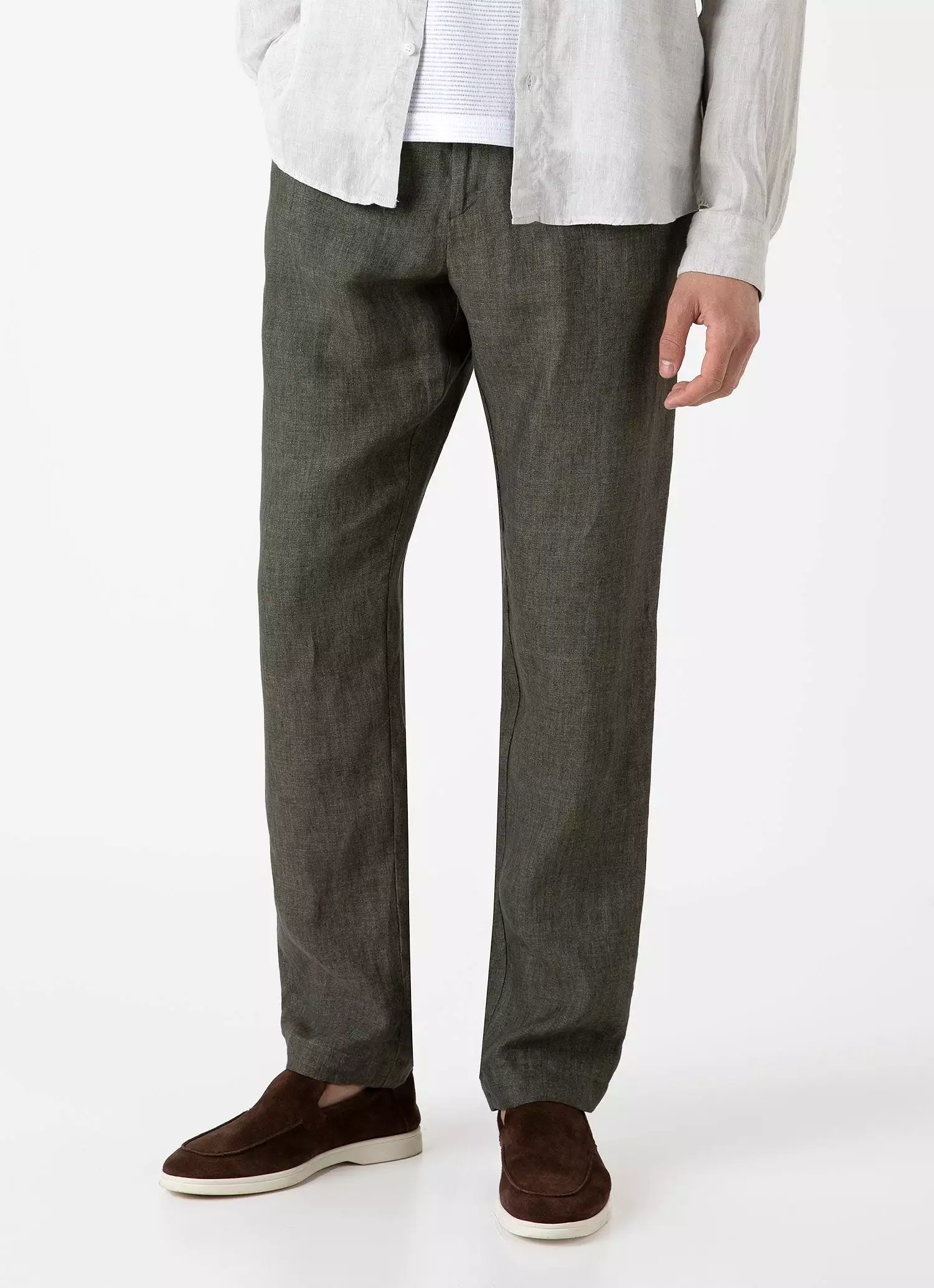 Men's Linen Drawstring Trouser in Light Khaki