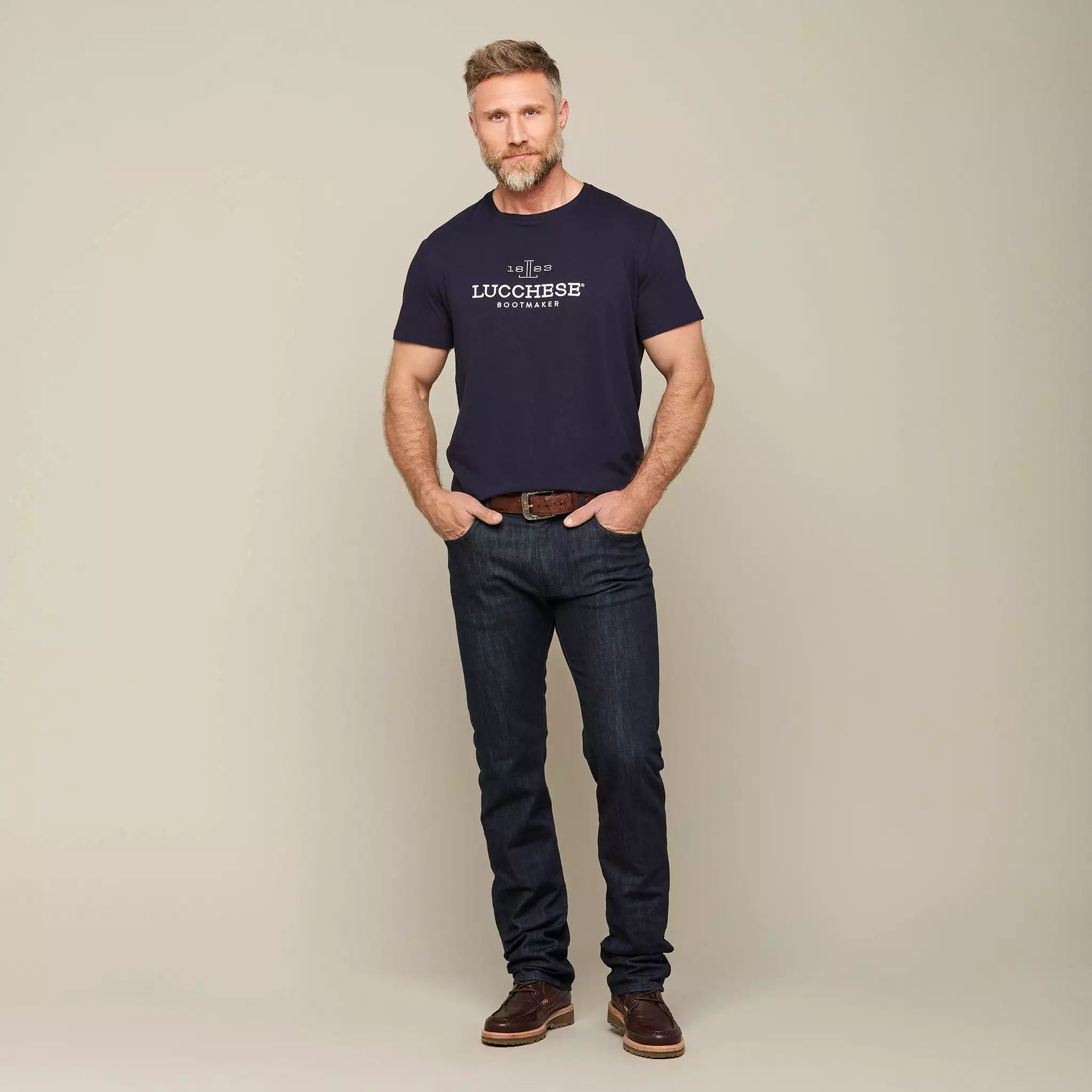 Men's Lucchese Classic Embroidered Tee :: Navy