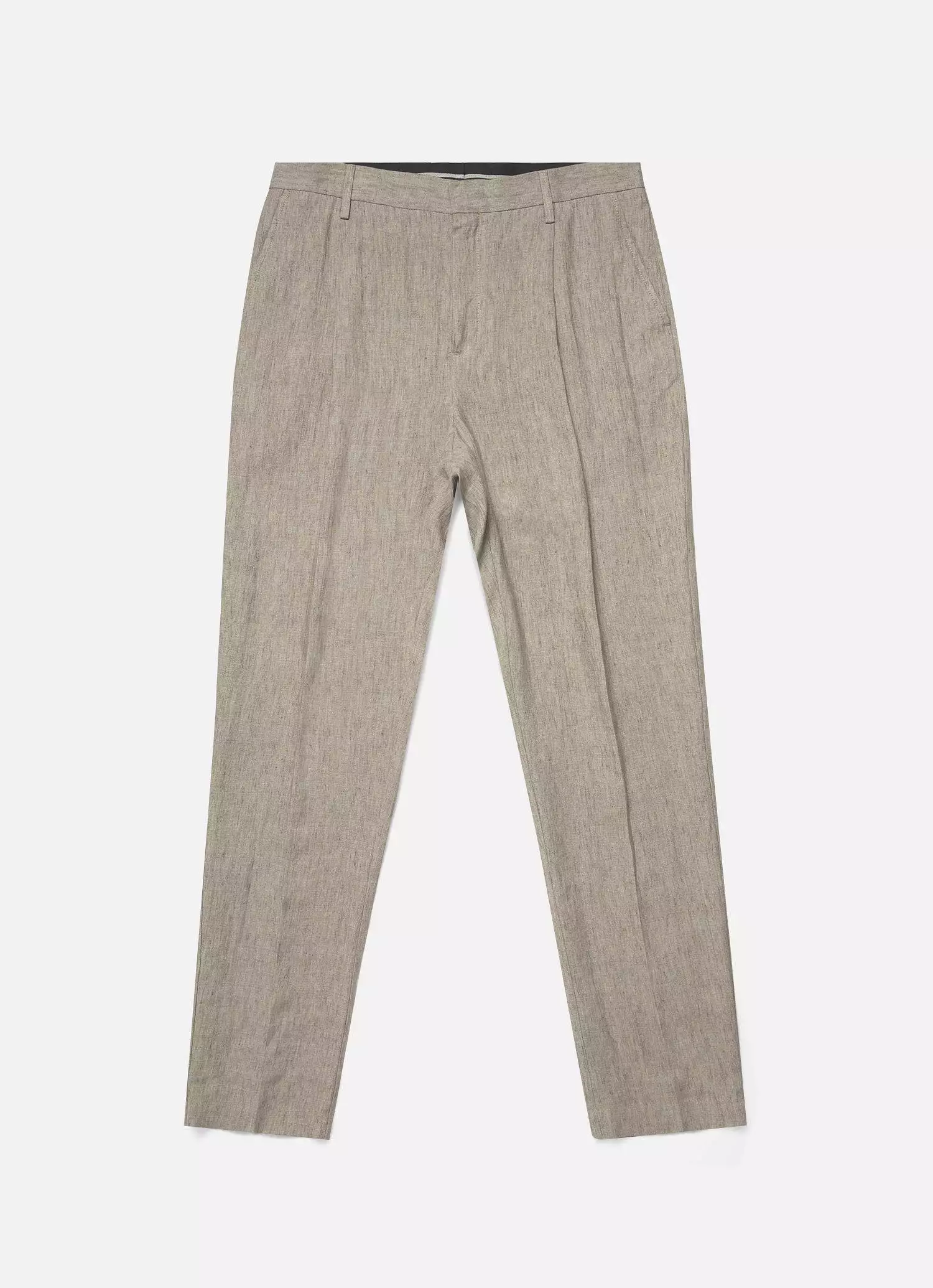 Men's Pleated Linen Trouser in Dark Stone