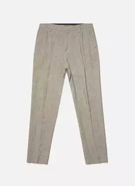 Men's Pleated Linen Trouser in Dark Stone