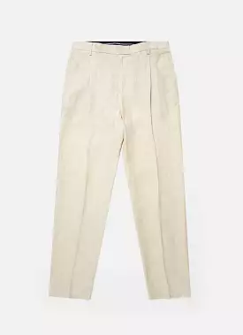 Men's Pleated Linen Trouser in Light Sand