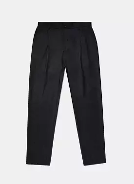 Men's Pleated Wool Flannel Trouser in Charcoal Melange