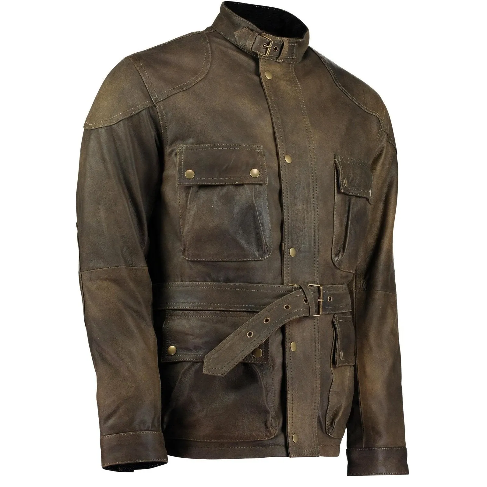 Men's Premium Brown Benjamin Button Long Leather Jacket