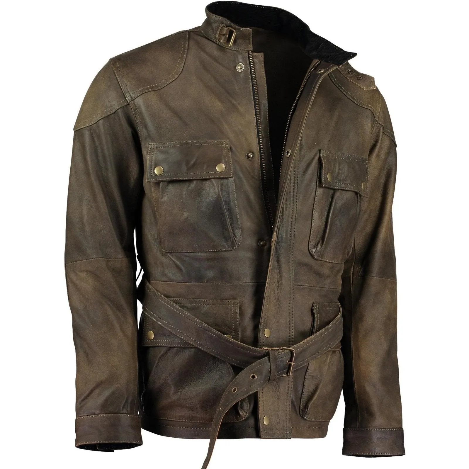 Men's Premium Brown Benjamin Button Long Leather Jacket