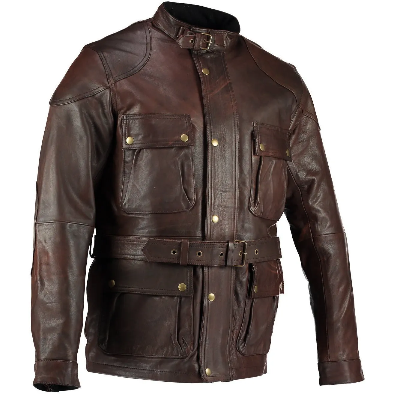 Men's Premium Brown Benjamin Button Long Leather Jacket