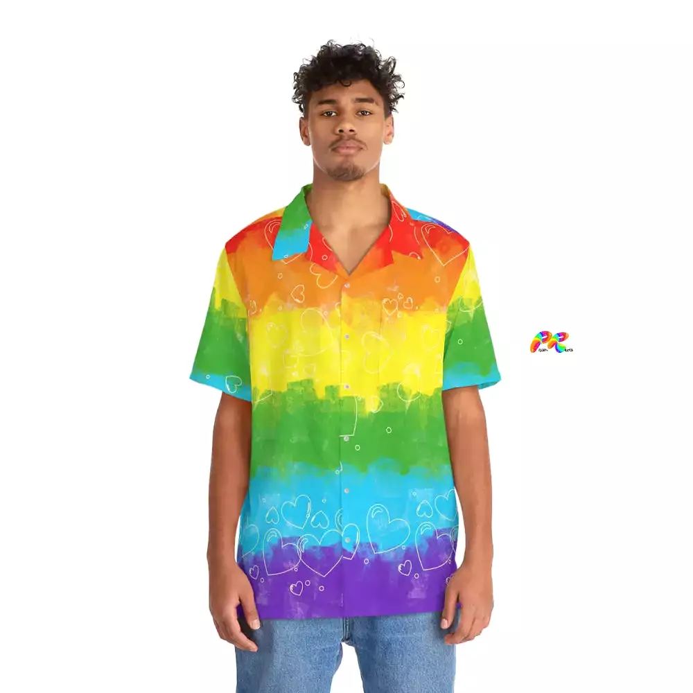 Men's Pride Hearts Hawaiian Shirt