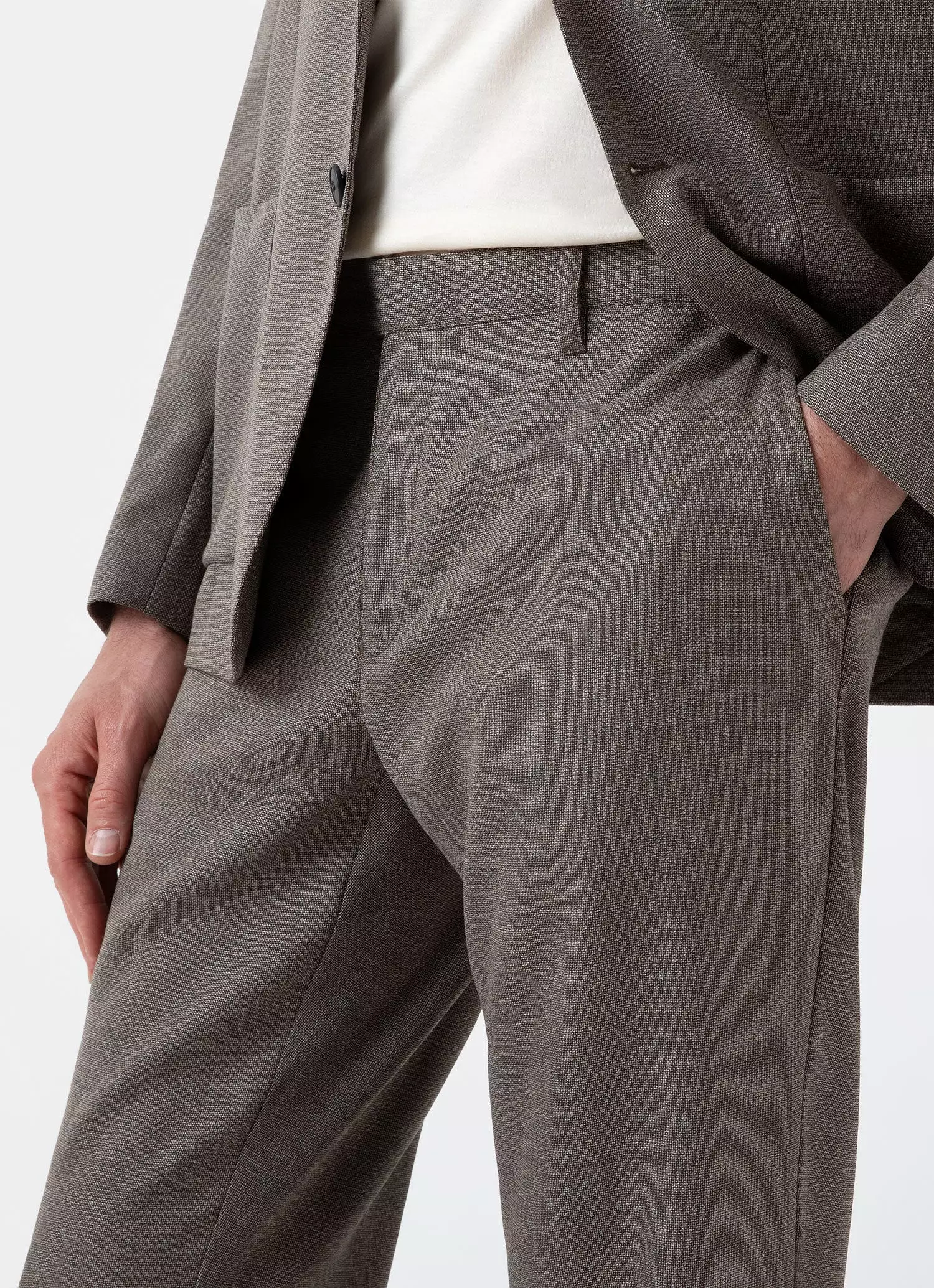 Men's Travel Wool Trouser in Dark Stone Melange