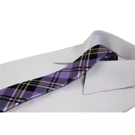 Mens Violet Plaid Striped 5cm Skinny Neck Tie