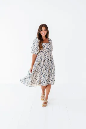 Milani Floral Dress in Dusty Blue - Size Medium and 3X Left