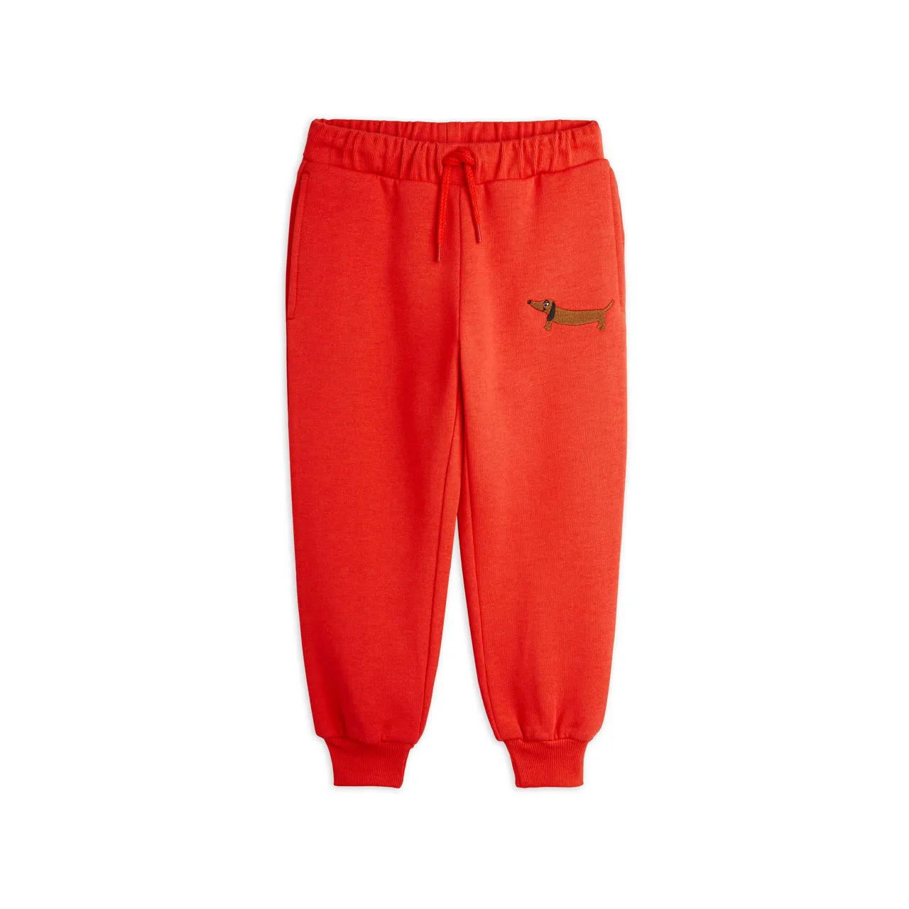 MINI RODINI Dog Embroidered Track Pants - Red